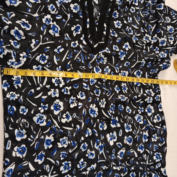 TORY BURCH multicolor PuffSleeve Midi Dress Floral Asymmetrical With Pockets XL - Picture 7 of 12